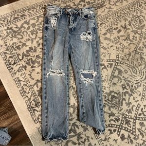 Distressed high waisted mom jeans